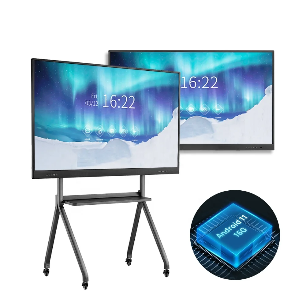 

Interactive Board 4k Led Smart Whiteboard Touch Screen Lcd Monitor for Classroom Black Android Usb Set Status Training