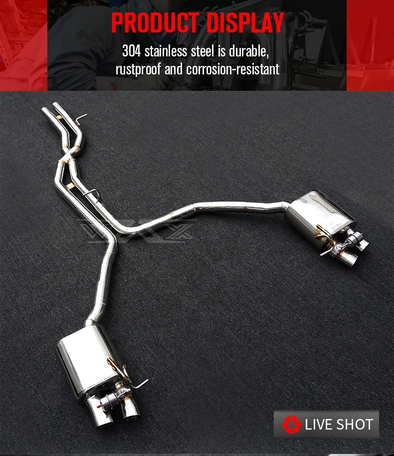 Exhaust Pipes Muffler Catback For AUDI A6 A7 A8 2011-2022 Stainless Steel Exhaust Cat-back with Electronic Valve Control