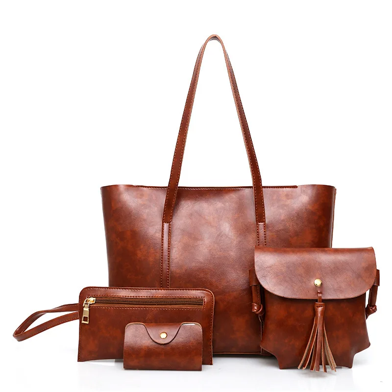 dropshipping 2018 best sell pu oily leather vintage style lady tote handbag 4 in 1 set bag with tassel, Red,black,gray,brown
dropshipping 2018 best sell pu oily leather vintage style lady tote handbag 4 in 1 set bag with tassel, Red,black,gray,brown