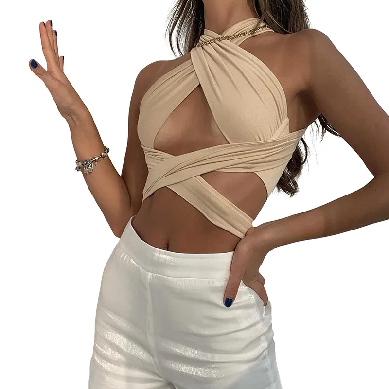 Women's Summer New Fashion Vest Cross Bandage Halter Crop Tops Ladies Club Wear Hole Sexy Backless Tank Tops, Picture color
Women's Summer New Fashion Vest Cross Bandage Halter Crop Tops Ladies Club Wear Hole Sexy Backless Tank Tops, Picture color