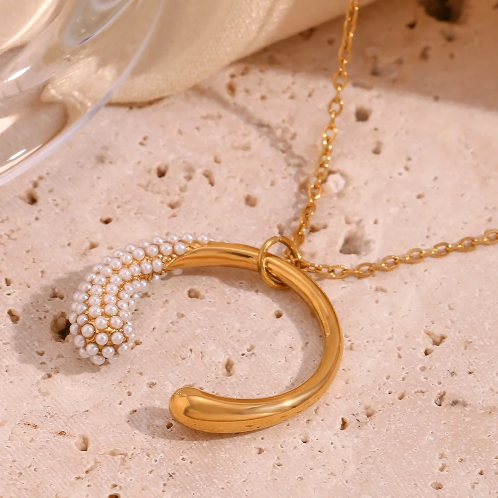 Trending Products 2023 New Arrivals Pearl Moon Necklace 18k Gold Plated Stainless Steel Pendant Necklace
Trending Products 2023 New Arrivals Pearl Moon Necklace 18k Gold Plated Stainless Steel Pendant Necklace