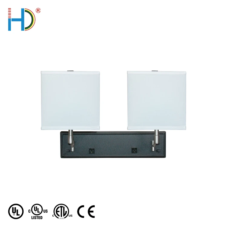 Modern Metal Art Deco Style Wall Lamp With White Square Fabric Shade