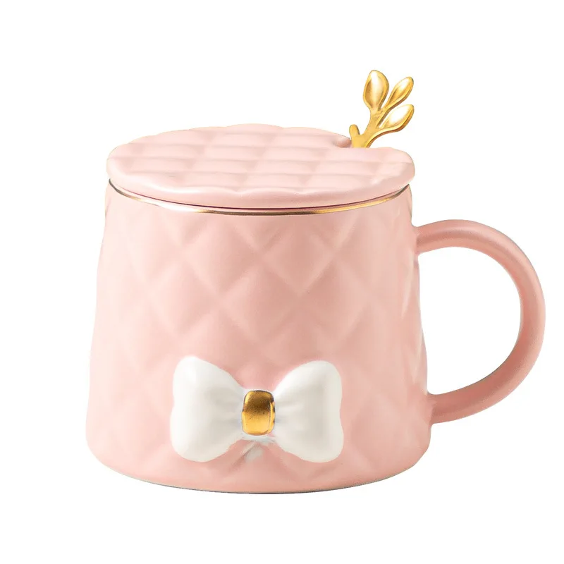 Creative bow relief mug INS large capacity lovers cup with lid girl heart lovely ceramic mug
Creative bow relief mug INS large capacity lovers cup with lid girl heart lovely ceramic mug