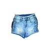 Skinny casual frayed waist blue jean shorts with metal ring for women sexy girls denim shorts