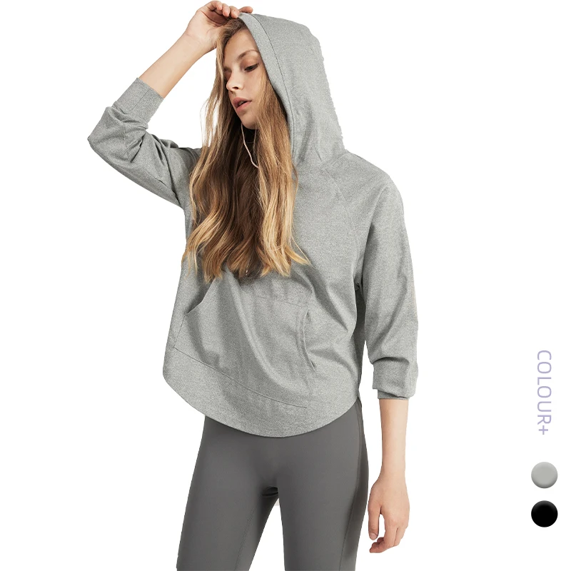 high quality women workout long sleeve gym loose front pocket hoodie t shirts ladies fitness yoga clothes shirt, Customized
high quality women workout long sleeve gym loose front pocket hoodie t shirts ladies fitness yoga clothes shirt, Customized