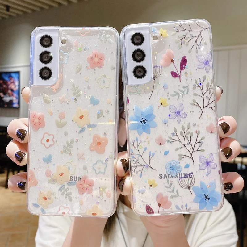 2021 New Shockproof Soft TPU Glitter Transparent Flowers Cell Phone Case For Samsung Galaxy A12 A52 A72 S21 A32, 6 color
2021 New Shockproof Soft TPU Glitter Transparent Flowers Cell Phone Case For Samsung Galaxy A12 A52 A72 S21 A32, 6 color