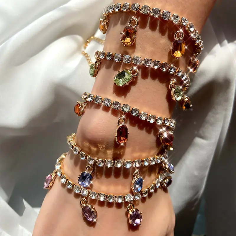 New Design Charm Jewelry Gift Gold Plated Crystal Tennis Chain Bracelet Fashion Square Geometric Rhinestone Bracelet for Women, Gold color
New Design Charm Jewelry Gift Gold Plated Crystal Tennis Chain Bracelet Fashion Square Geometric Rhinestone Bracelet for Women, Gold color