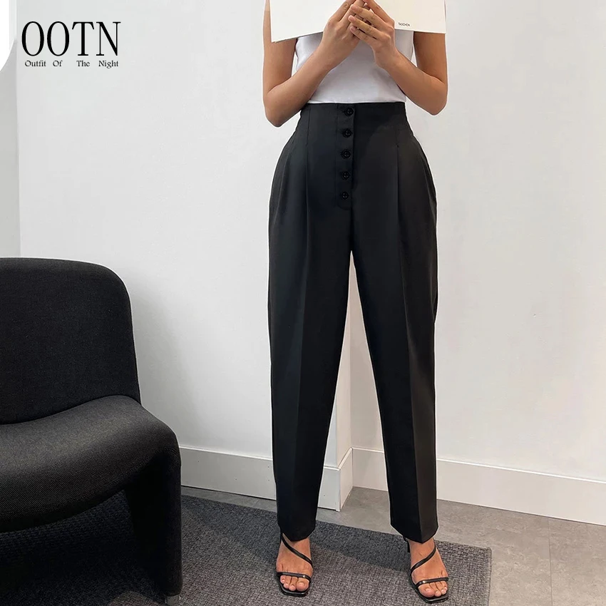 OOTN High Waist Black Work Trousers Women Pocket Pleated Pants Ankle-Length Single-Breasted Ladies Office Pencil Trousers
OOTN High Waist Black Work Trousers Women Pocket Pleated Pants Ankle-Length Single-Breasted Ladies Office Pencil Trousers
