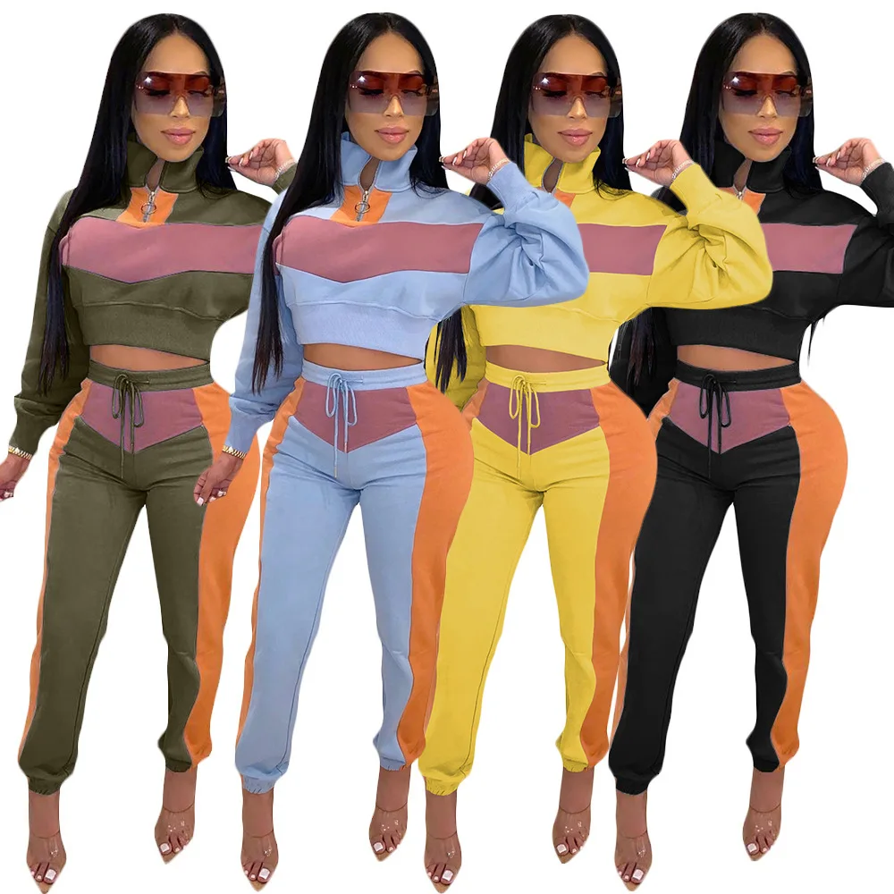Wholesale Autumn And Winter Tracksuit Fashion Splicing Women's Two Piece Sets, 3 colors
Wholesale Autumn And Winter Tracksuit Fashion Splicing Women's Two Piece Sets, 3 colors