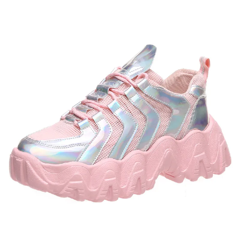Women Platform Chunky Sneakers 5cm High Lace-up Casual Shoes Old Dad Female Fashion Sneakers, Green/pink/white
Women Platform Chunky Sneakers 5cm High Lace-up Casual Shoes Old Dad Female Fashion Sneakers, Green/pink/white