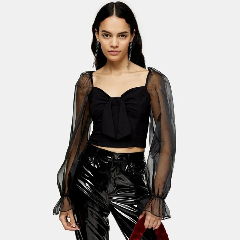 Fashion Femme Mesh Long Sleeve Slim Crop Top Autumn Women T-shirts Blouses, Black/pink
Fashion Femme Mesh Long Sleeve Slim Crop Top Autumn Women T-shirts Blouses, Black/pink