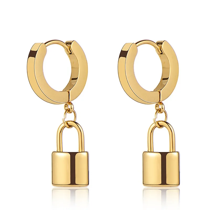 New Simple Unisex Jewelry Stainless Steel Hoop Earring Lock Drop Earrings, Gold;silver
New Simple Unisex Jewelry Stainless Steel Hoop Earring Lock Drop Earrings, Gold;silver