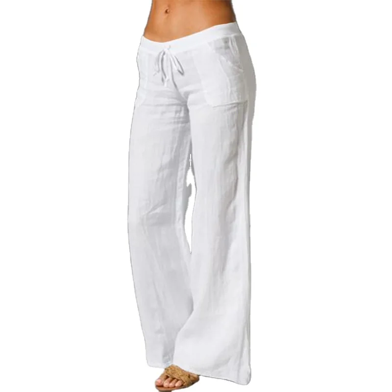 Women Vintage Linen Fashion Long Wide Leg Trousers Casual Elastic Waist Pantalon, As pic
Women Vintage Linen Fashion Long Wide Leg Trousers Casual Elastic Waist Pantalon, As pic