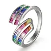Kenturay Women dress gold rhodium plated rainbow 925 silver cz diamonds rings