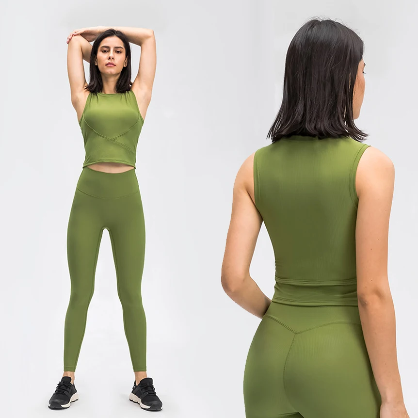 Lulu new set soft high elastic rib with chest pad Yoga Vest and front seamless breathable quick dry sports leggings Yoga suit
Lulu new set soft high elastic rib with chest pad Yoga Vest and front seamless breathable quick dry sports leggings Yoga suit