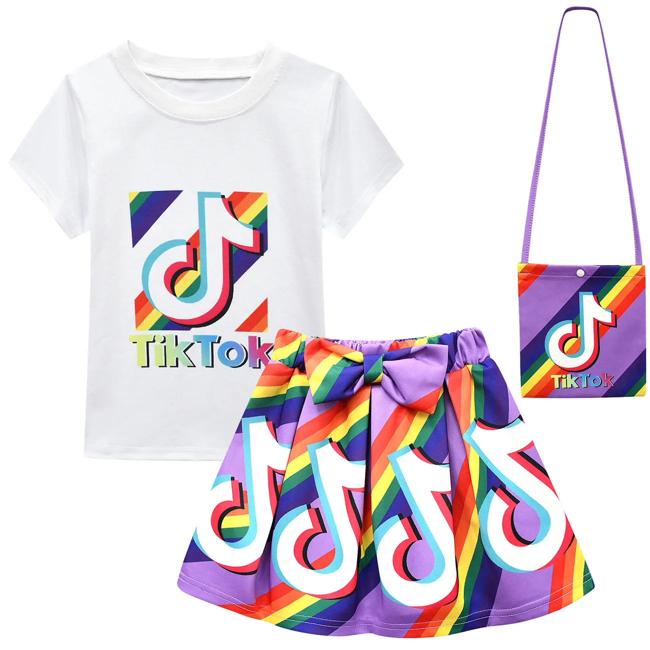 2021 New design summer 3 piece children clothes set music print white t-shirt skirt TikTok girl sets with bags
2021 New design summer 3 piece children clothes set music print white t-shirt skirt TikTok girl sets with bags