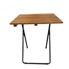 square or round shape wood top metal frame folding dining table in different size