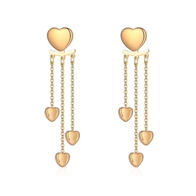 High Quality Fashion 18K Gold Plated Heart Charms Earrings Stainless Steel Heart Drop Ear Stud Earrings For Women
High Quality Fashion 18K Gold Plated Heart Charms Earrings Stainless Steel Heart Drop Ear Stud Earrings For Women
