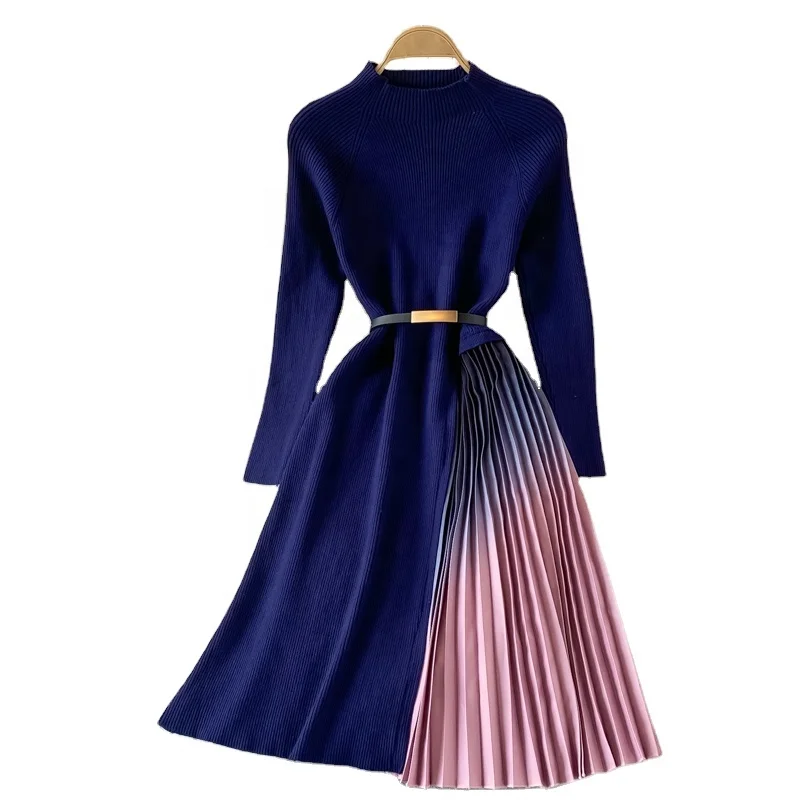 New Gradient Color Pleated Slim Waist Patchwork Winter Long Sleeve Ladies Sweater Women Dress Elegant Casual Dresses
New Gradient Color Pleated Slim Waist Patchwork Winter Long Sleeve Ladies Sweater Women Dress Elegant Casual Dresses