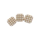 Wholesale Custom 20Mm Gold Color Square Alloy Pearl Metal Button For Coats