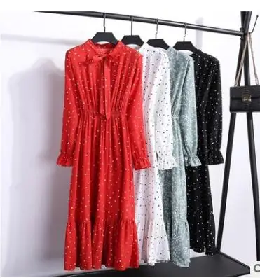 2019 Summer Chiffon Floral Print Long Vintage Dress Women Casual Korean Long Sleeve Autumn Dress Bowknot Plus Size Vestidos, As picture show 
2019 Summer Chiffon Floral Print Long Vintage Dress Women Casual Korean Long Sleeve Autumn Dress Bowknot Plus Size Vestidos, As picture show