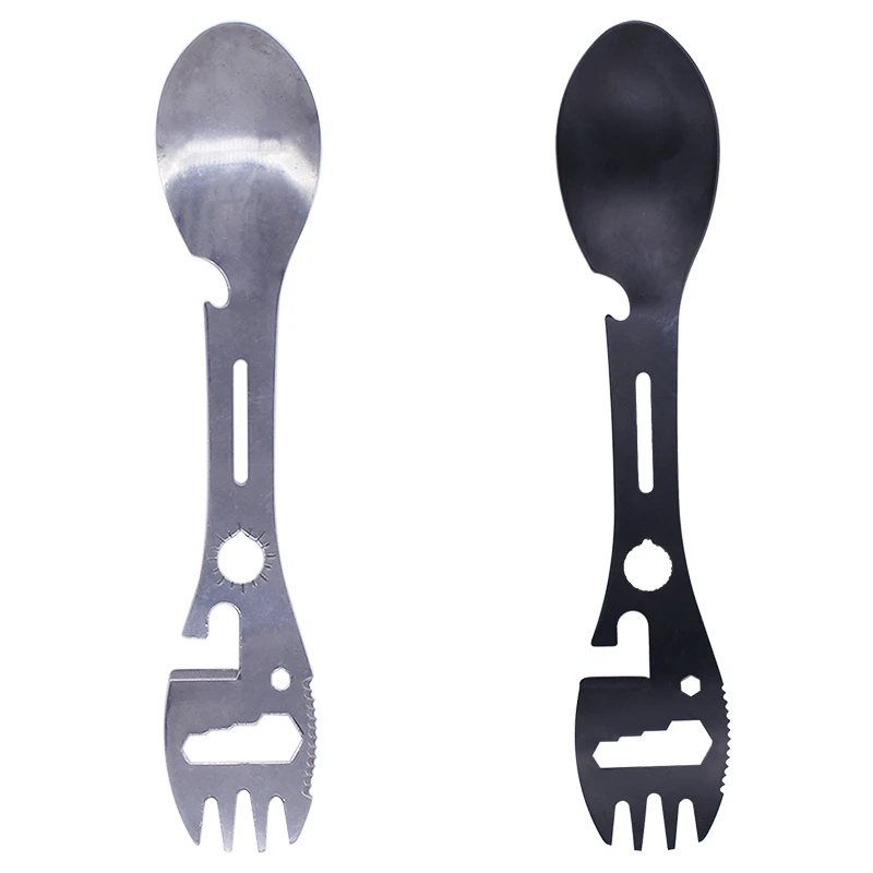 Portable Survival Hiking Accessories Multi Function Fork Spoon with Wrench Set, Silver,black
Portable Survival Hiking Accessories Multi Function Fork Spoon with Wrench Set, Silver,black