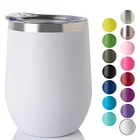 12oz custom logo clod coffee pour wine thermos vacuum cup double wall stainless steel insulated wine tumbler