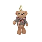 Grey/Brown/Red teddy bear keychain plush toy for bags