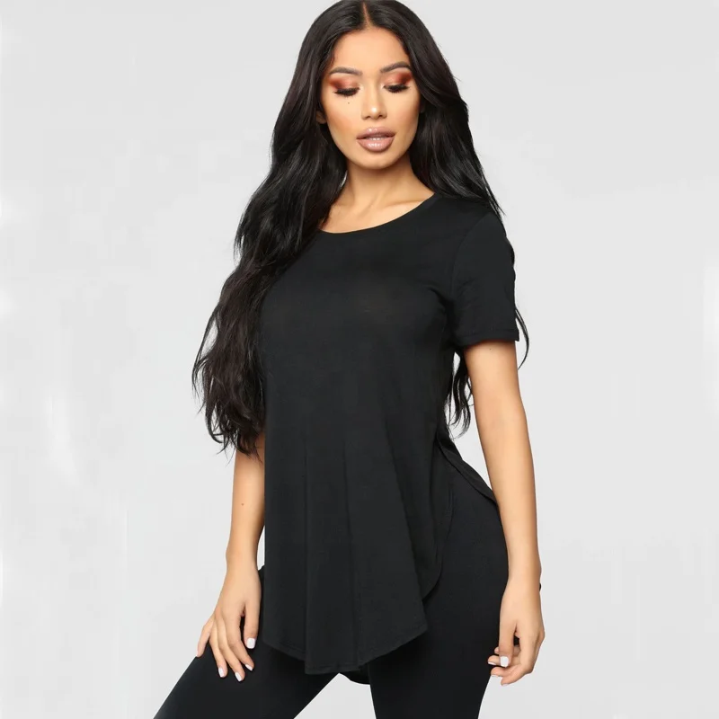 Hot Sale summer clothing ladies tshirts 2020 cocktail hem t shirt plus size women short sleeve shirt with side split
Hot Sale summer clothing ladies tshirts 2020 cocktail hem t shirt plus size women short sleeve shirt with side split