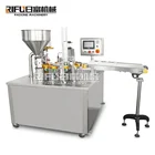 Automatic rotary plastic yogurt mineral water cup filling sealing packing machine