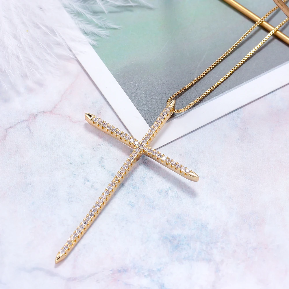 Classic high quality brass jewelry wholesale cross pendant necklace for women, White
Classic high quality brass jewelry wholesale cross pendant necklace for women, White