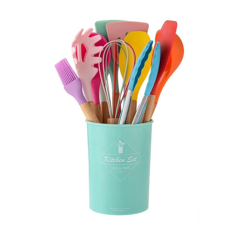 Free Sample Pink 9-Color 12 piece Wooden Handle Cooking Tools Accessories Gadgets Silicone Kitchen Utensil Set, Multi colors
Free Sample Pink 9-Color 12 piece Wooden Handle Cooking Tools Accessories Gadgets Silicone Kitchen Utensil Set, Multi colors