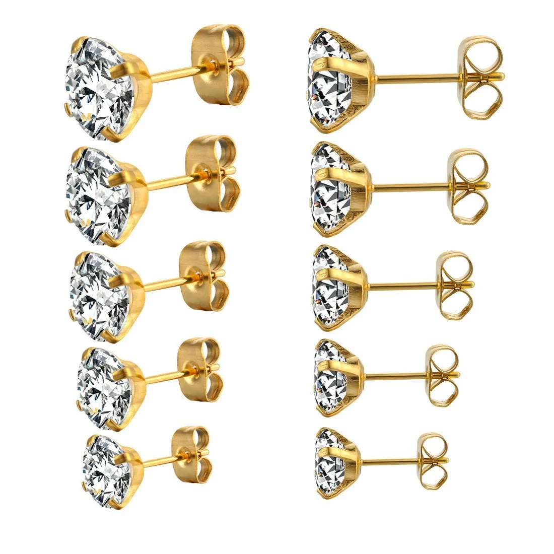 Fashionable 5 Pairs Ear Studs Stainless Steel CZ Earrings 3-8mm Cubic Zirconia Stud Earrings Set
Fashionable 5 Pairs Ear Studs Stainless Steel CZ Earrings 3-8mm Cubic Zirconia Stud Earrings Set