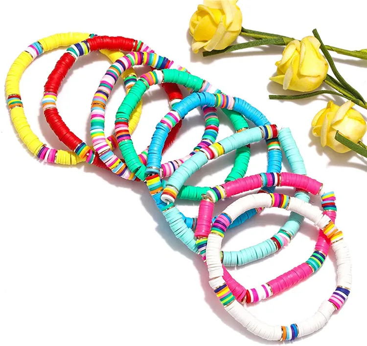 Boho Summer Beach Jewelry African Handmade Colorful Rainbow Vinyl Disc 6mm Beads Soft Polymer Clay Bracelets for Women Girls, Colors
Boho Summer Beach Jewelry African Handmade Colorful Rainbow Vinyl Disc 6mm Beads Soft Polymer Clay Bracelets for Women Girls, Colors