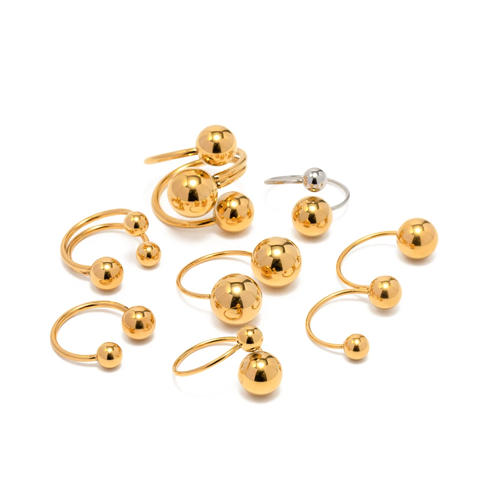 Geometric 18K Gold Plated Stainless Steel Ball Ring Luxury Jewelry Cross Ball Open Ring for Gift
Geometric 18K Gold Plated Stainless Steel Ball Ring Luxury Jewelry Cross Ball Open Ring for Gift