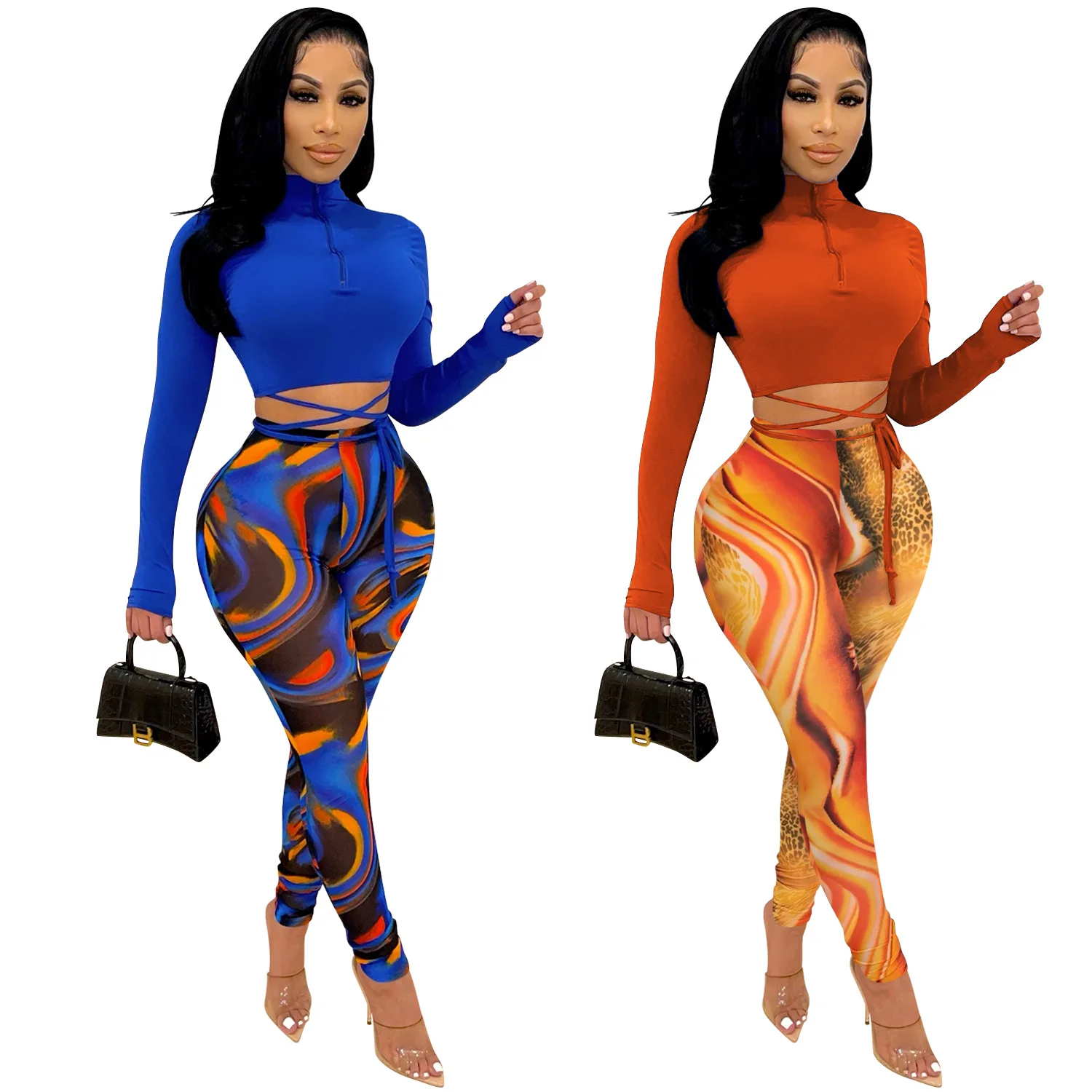 X54010 - Pants And Crop Top Fashion High Collar Tie Dye Two Piece Set Women Clothing
X54010 - Pants And Crop Top Fashion High Collar Tie Dye Two Piece Set Women Clothing