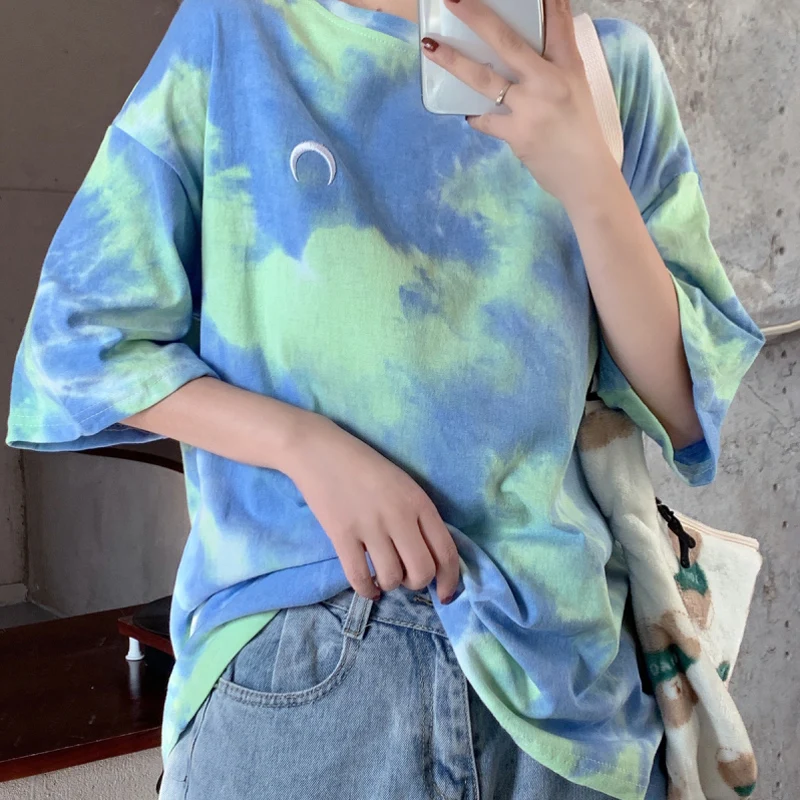 Tie-Dyed Short-Sleeved T-shirt for Women 2021 Summer New Loose All-Match Half-Sleeve Japanese Korean Style
Tie-Dyed Short-Sleeved T-shirt for Women 2021 Summer New Loose All-Match Half-Sleeve Japanese Korean Style