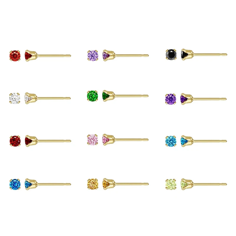CANNER Jewellery 18K Gold 12 Months Jewelry Birthstone Small Stud Earrings With Zircon Crystal For Woman
CANNER Jewellery 18K Gold 12 Months Jewelry Birthstone Small Stud Earrings With Zircon Crystal For Woman