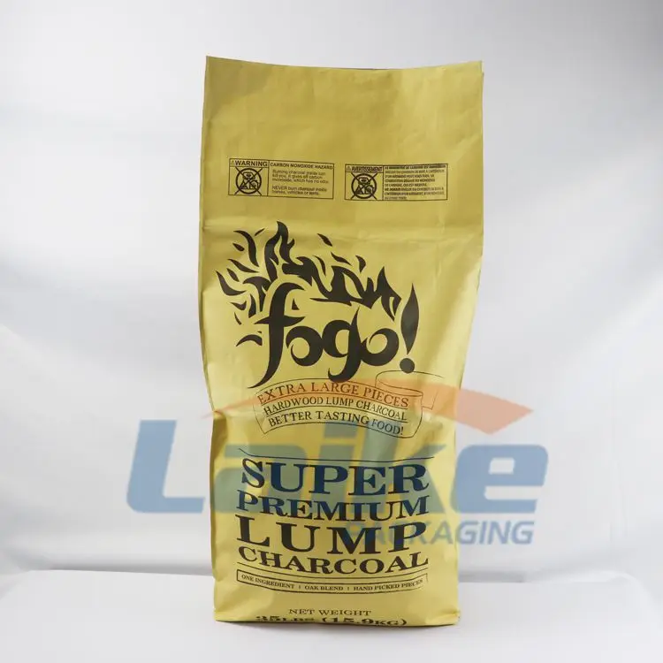10lbs 10kg 15kg Kraft Paper Laminated pp Woven for Lump Hardwood Bbq Charcoal Bags