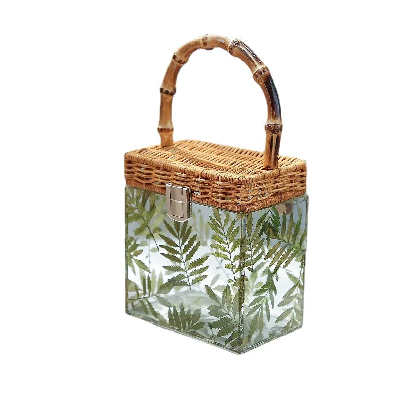 AliExpress Hot Selling Acrylic Transparent Bag Bamboo Leaf Printing Ladies Rattan Transparent Box Handbag
AliExpress Hot Selling Acrylic Transparent Bag Bamboo Leaf Printing Ladies Rattan Transparent Box Handbag