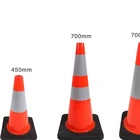450mm height Solid Orange Flexible Reflective PVC Traffic Cone with black base for Safety