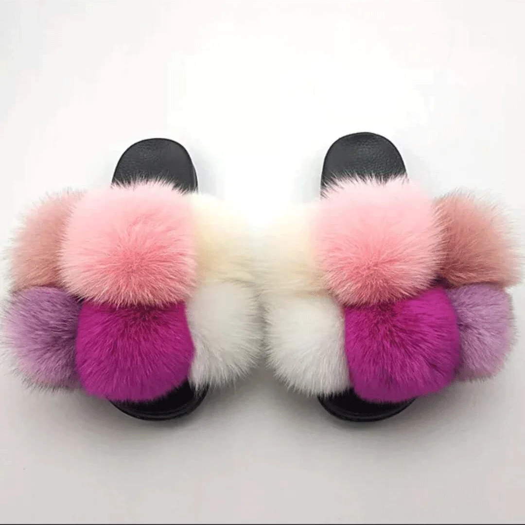 cute colorful silver furry slippers kids big fluffy fox fur ball slides all colors for women, Customized color
cute colorful silver furry slippers kids big fluffy fox fur ball slides all colors for women, Customized color