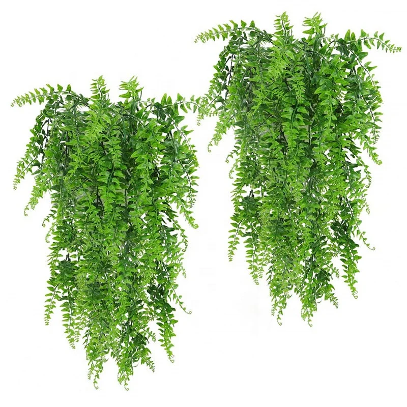 

Artificial Hanging Plastic Boston Ferns Vines Ivy Greenery Plants for Wall Indoor Outdoor Baskets Wedding Garland Decor
