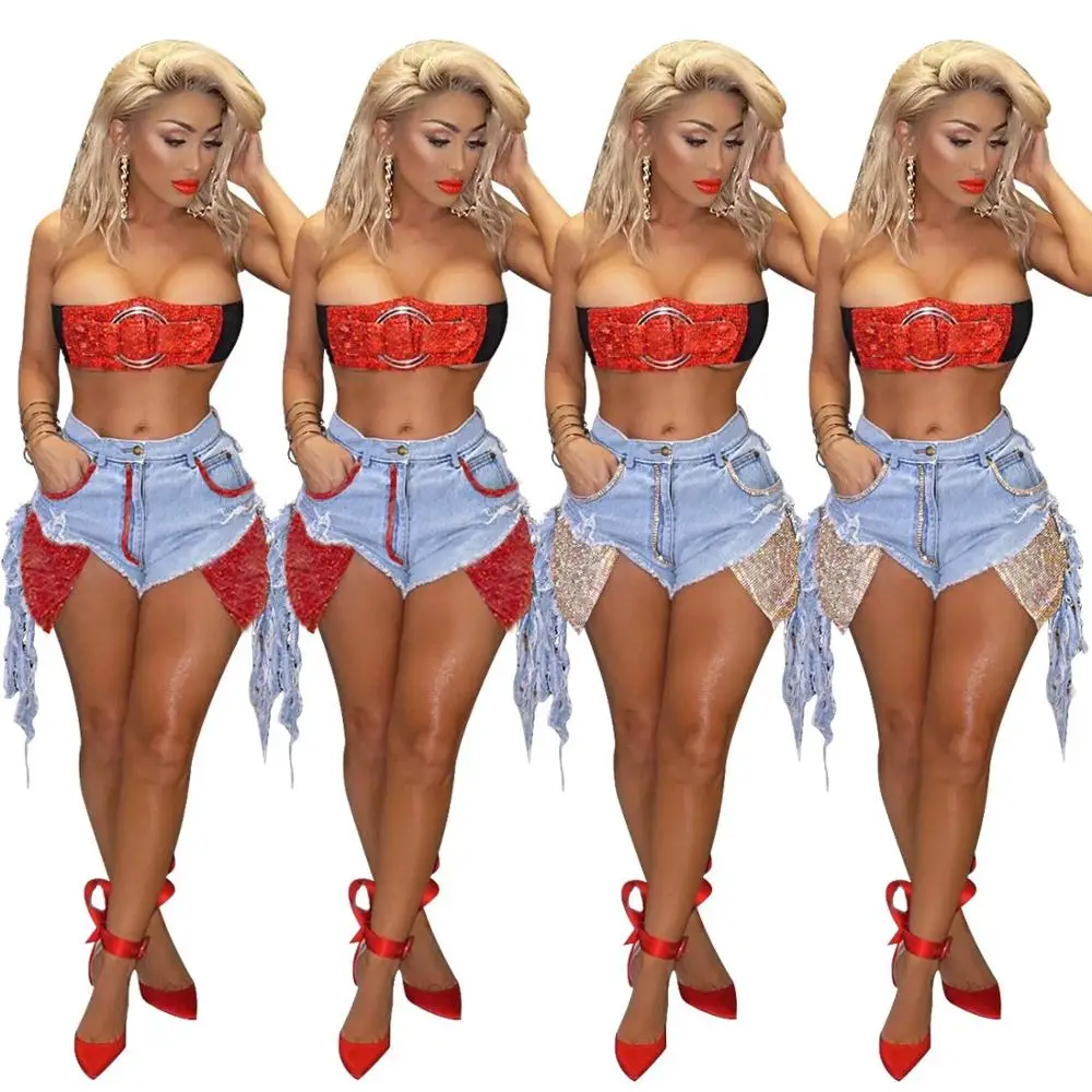 2021 New arrival Hot sexy pocket sequins Ladies club wear hot diamond washed bell bottom ripped jeans mini shorts women, As pictures
2021 New arrival Hot sexy pocket sequins Ladies club wear hot diamond washed bell bottom ripped jeans mini shorts women, As pictures