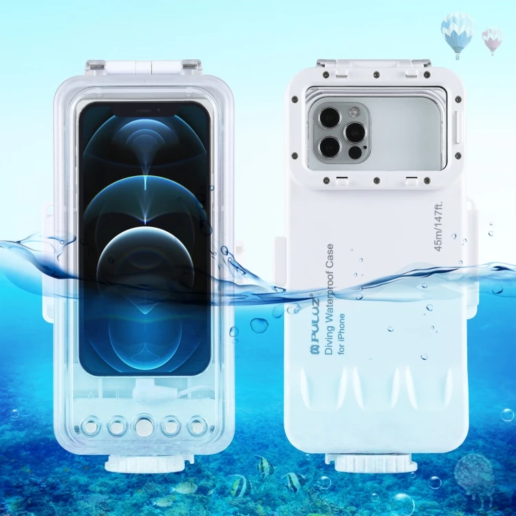

PULUZ 40m/130ft Waterproof Diving Case for iPhone 12 / 12 Pro, Photo Video Taking Underwater Housing Cover(White)