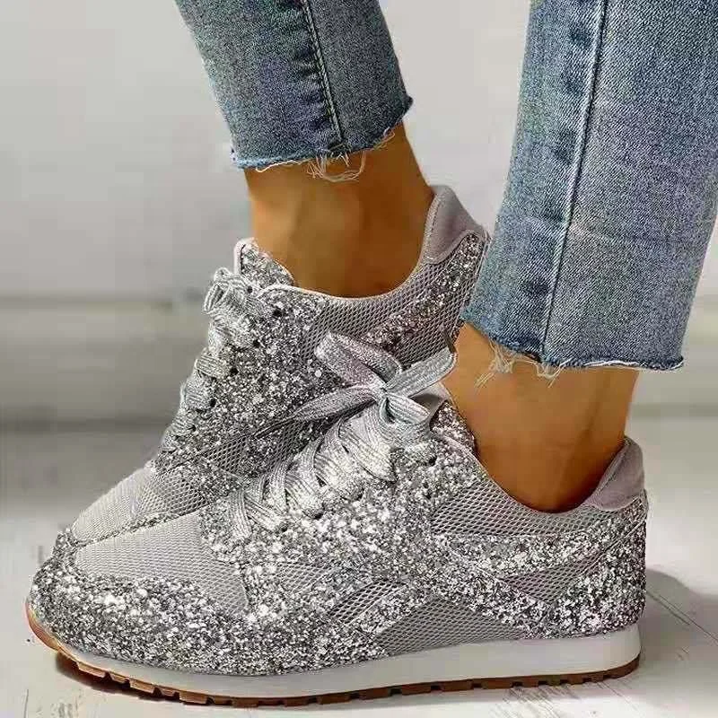 Hefei SY size Lace-Up Women's Glitter Zapatillas Mujer Casual Platform tennis Shoes women flat sparkly sneakers, As the picture
Hefei SY size Lace-Up Women's Glitter Zapatillas Mujer Casual Platform tennis Shoes women flat sparkly sneakers, As the picture