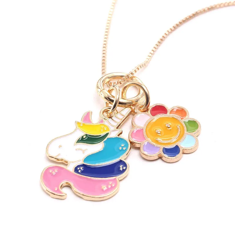 Wholesale cute flower unicorn cartoon chain girls jewelry baby kids gold plated necklaces, As picture show
Wholesale cute flower unicorn cartoon chain girls jewelry baby kids gold plated necklaces, As picture show