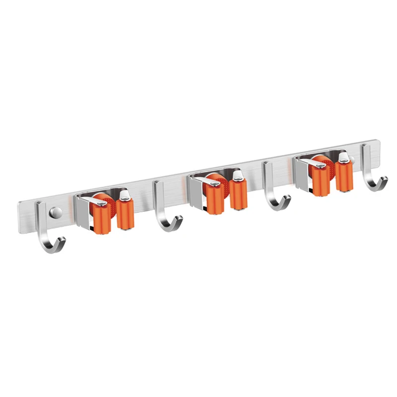 Heavy duty wall mount stainless steel mop organizer hanger metal mop and broom holder to save space, Silver
Heavy duty wall mount stainless steel mop organizer hanger metal mop and broom holder to save space, Silver