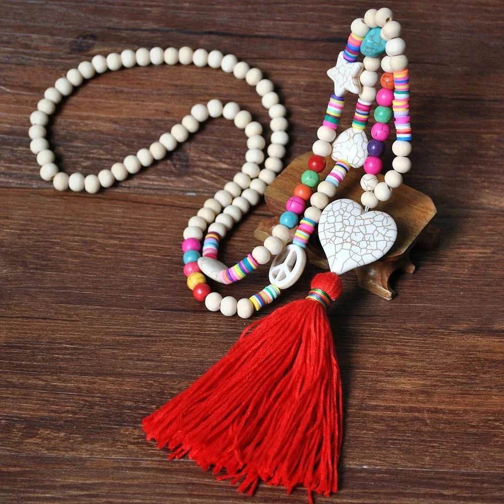 SUNRAIN Wholesale Boho Style Handmade Tassel Jewelry Wood Beads Crystal Necklace Vintage Volcanic Rock Stone Beaded Necklace
SUNRAIN Wholesale Boho Style Handmade Tassel Jewelry Wood Beads Crystal Necklace Vintage Volcanic Rock Stone Beaded Necklace