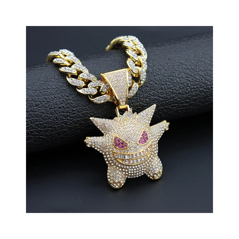 European and American hip-hop full diamond Cuban necklace Geng Ghost Zircon Pendant Necklace Cartoon Alloy Geng Ghost Necklace
European and American hip-hop full diamond Cuban necklace Geng Ghost Zircon Pendant Necklace Cartoon Alloy Geng Ghost Necklace
